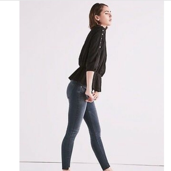 Lucky Brand Top S Black Jacquard Cold Shoulder Ruched 3/4 Sleeve Women’s NWT - Picture 2 of 11